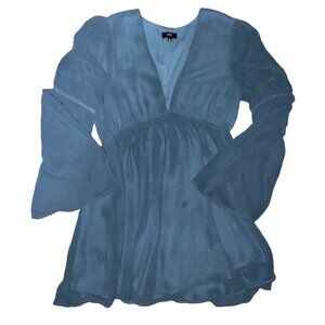 Lucca Sheer Long Bell Sleeve Tunic Dress M Blue Flowy Lightweight Elegant Design